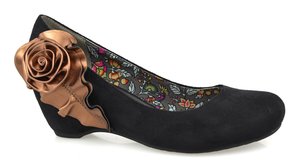 LILY-BLACK FAUX SUEDE COPPER TRIM-women-Traffic Footwear
