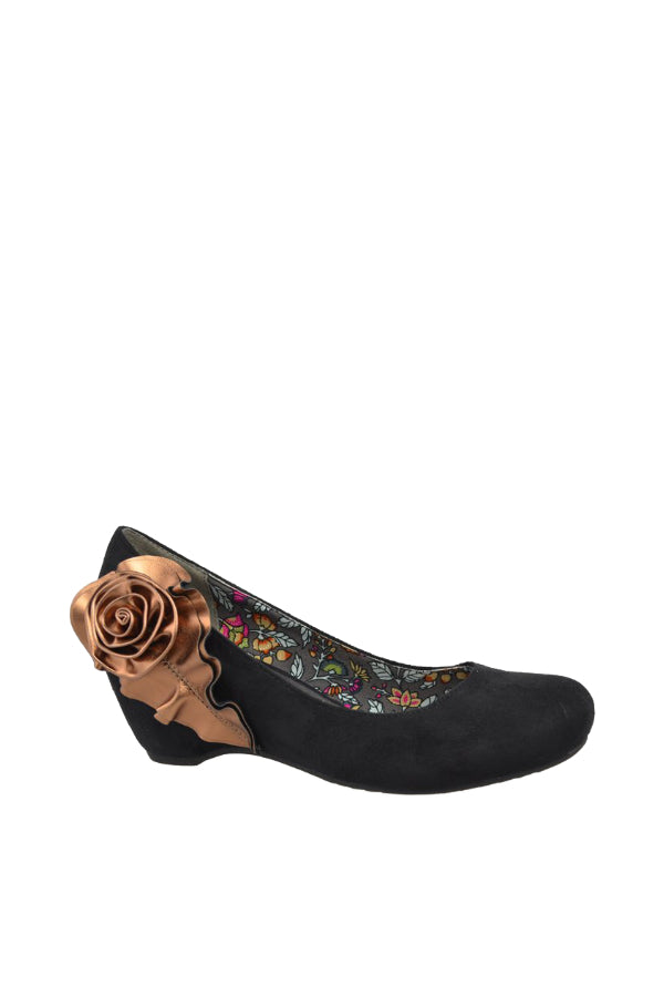 LILY-BLACK FAUX SUEDE COPPER TRIM