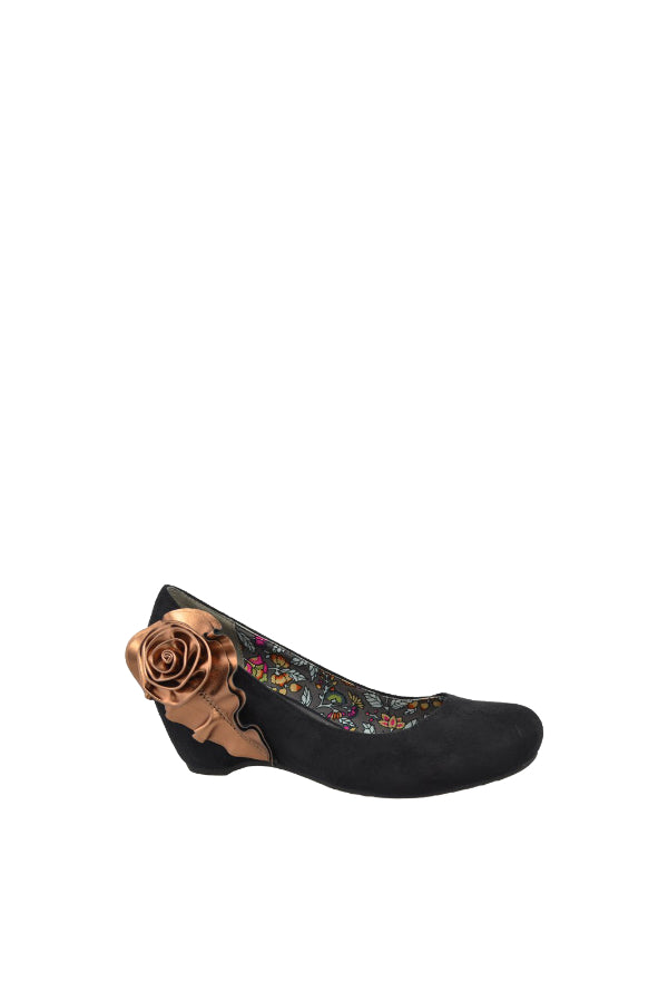 LILY-BLACK FAUX SUEDE COPPER TRIM
